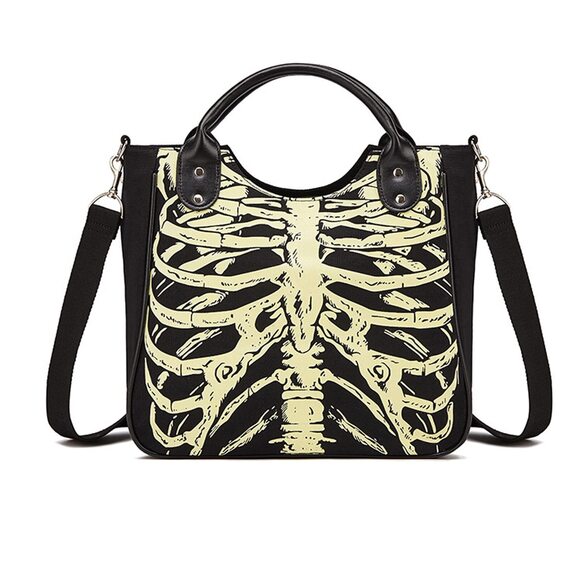 6715 Gothic Backpack Canvas Bag Luminous Fashion Skull Crossbody Printed main image 4